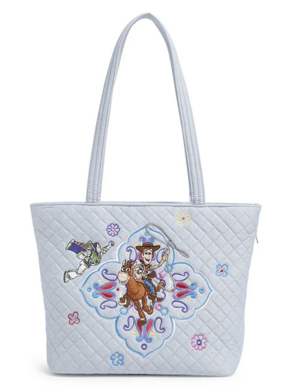 Vera Bradley Disney Toy Story Quilted Light Blue Tote Bag - Woody & Buzz Design